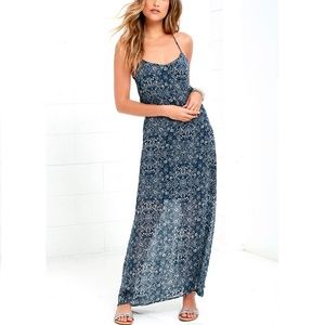 Lulu's Floral Crossback Maxi Dress